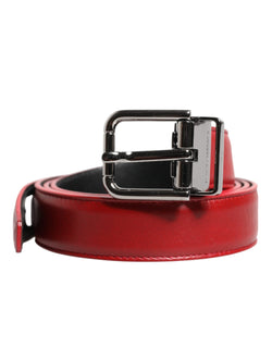 Red Leather Silver Tone Metal Buckle Belt Dolce & Gabbana