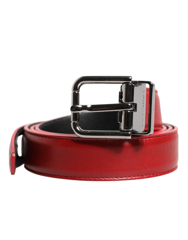Red Leather Silver Tone Metal Buckle Belt Dolce & Gabbana