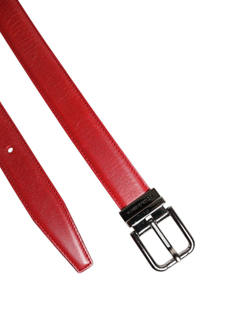 Red Leather Silver Tone Metal Buckle Belt Dolce & Gabbana