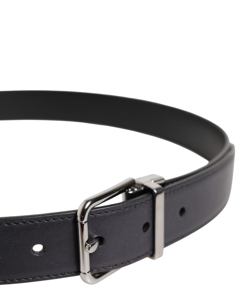 Black Classic Calf Leather Silver Buckle Belt Dolce & Gabbana