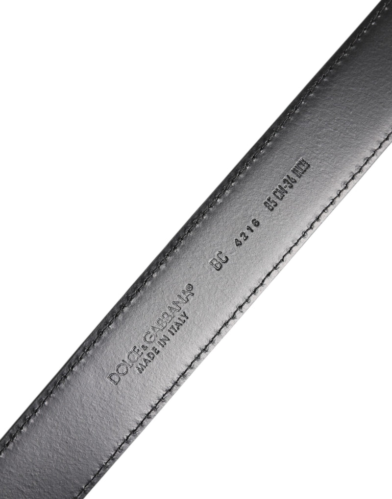 Black Classic Calf Leather Silver Buckle Belt Dolce & Gabbana