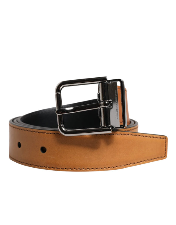 Brown Classic Calf Leather Silver Buckle Belt Dolce & Gabbana