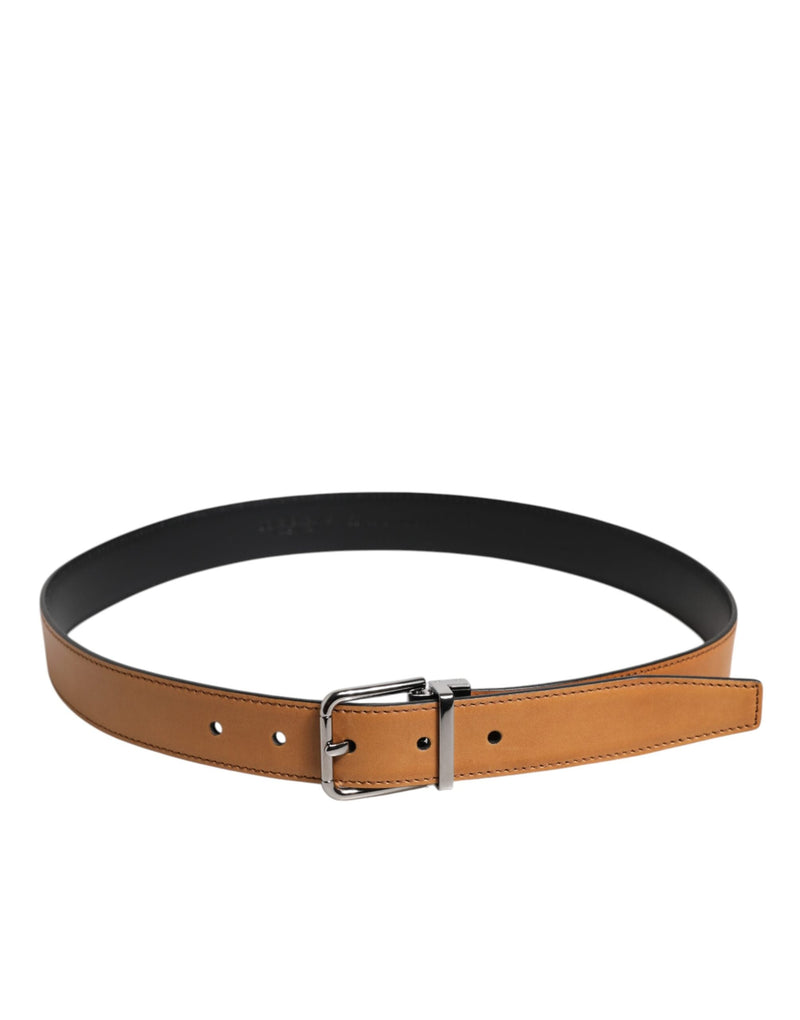 Brown Classic Calf Leather Silver Buckle Belt Dolce & Gabbana