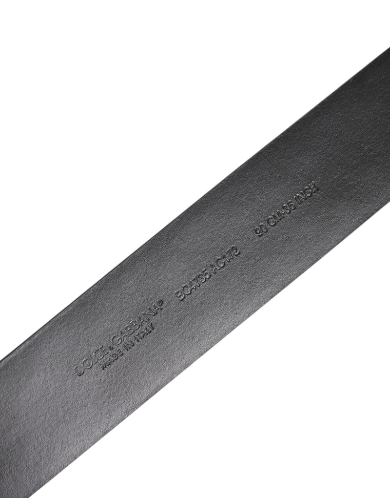 Black Calf Leather Studded Silver Buckle Belt Dolce & Gabbana