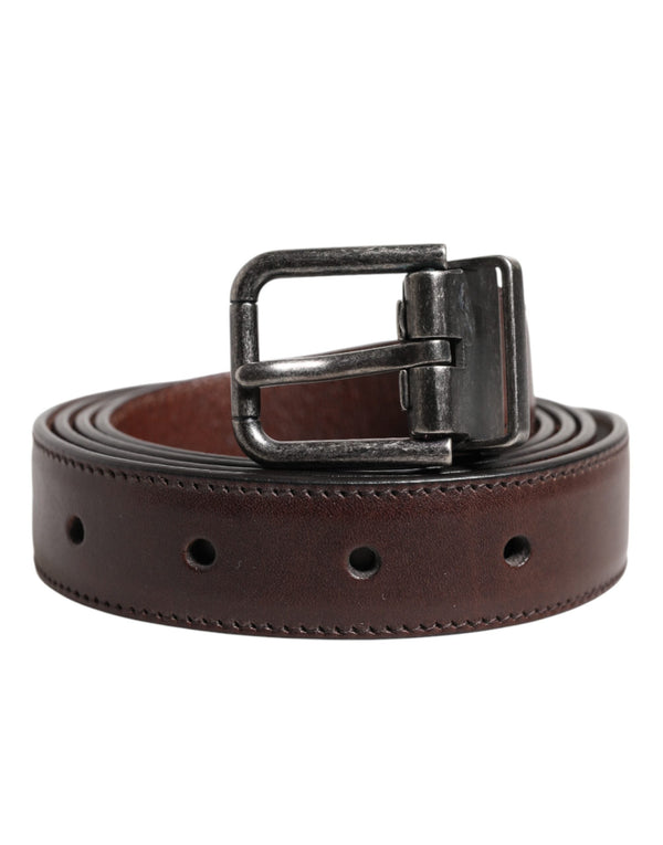 Brown Classic Calf Leather Metal Buckle Belt Dolce & Gabbana
