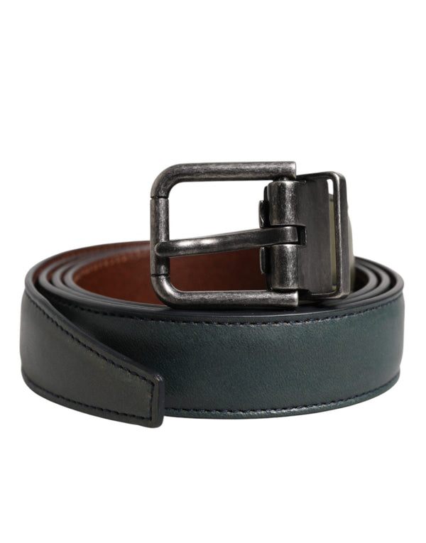 Green Classic Leather Metal Buckle Belt Dolce & Gabbana