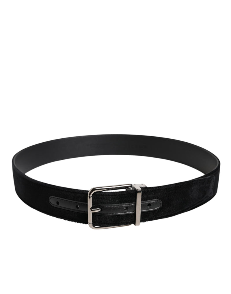 Black Cotton Silver Metal Buckle Belt Dolce & Gabbana