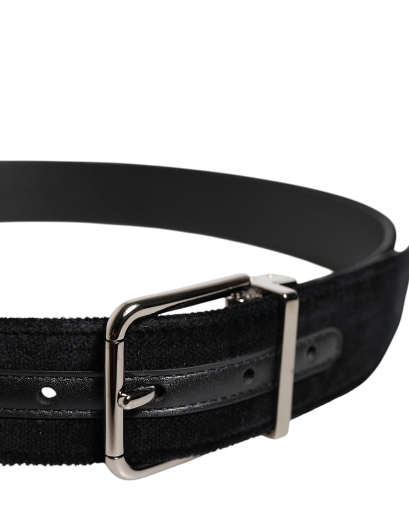 Black Cotton Silver Metal Buckle Belt Dolce & Gabbana