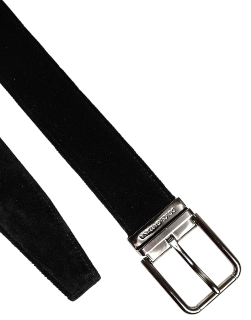 Black Cotton Silver Metal Buckle Belt Dolce & Gabbana