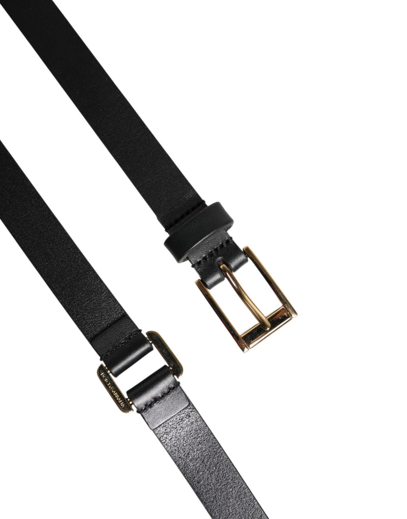 Black Double Strap Leather Gold Buckle Belt Dolce & Gabbana