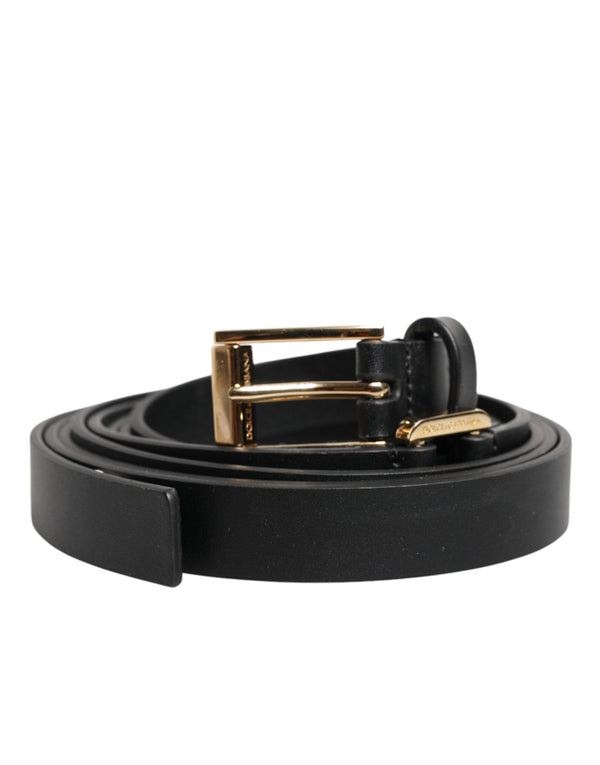 Black Double Strap Leather Gold Buckle Belt Dolce & Gabbana