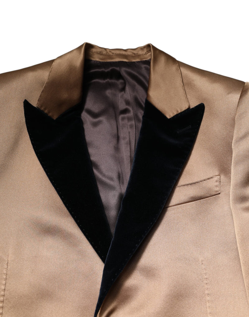 Brown Silk Single Breasted Trench Coat  Jacket Dolce & Gabbana