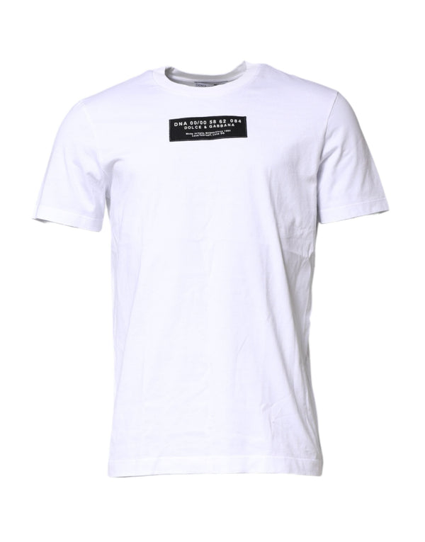 White Cotton Logo Patch Crew Neck T-shirt Dolce & Gabbana