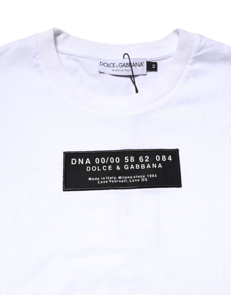 White Cotton Logo Patch Crew Neck T-shirt Dolce & Gabbana