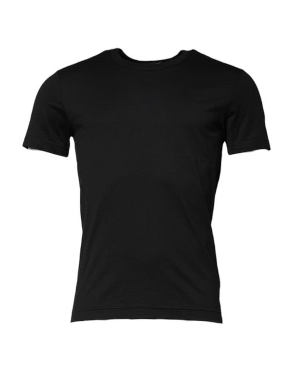Black Cotton Short Sleeves Round Neck T-shirt Dolce & Gabbana
