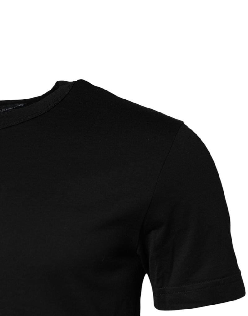 Black Cotton Short Sleeves Round Neck T-shirt Dolce & Gabbana