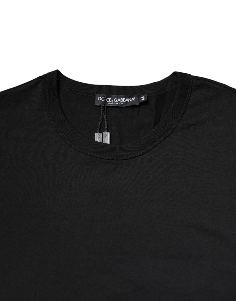 Black Cotton Short Sleeves Round Neck T-shirt Dolce & Gabbana