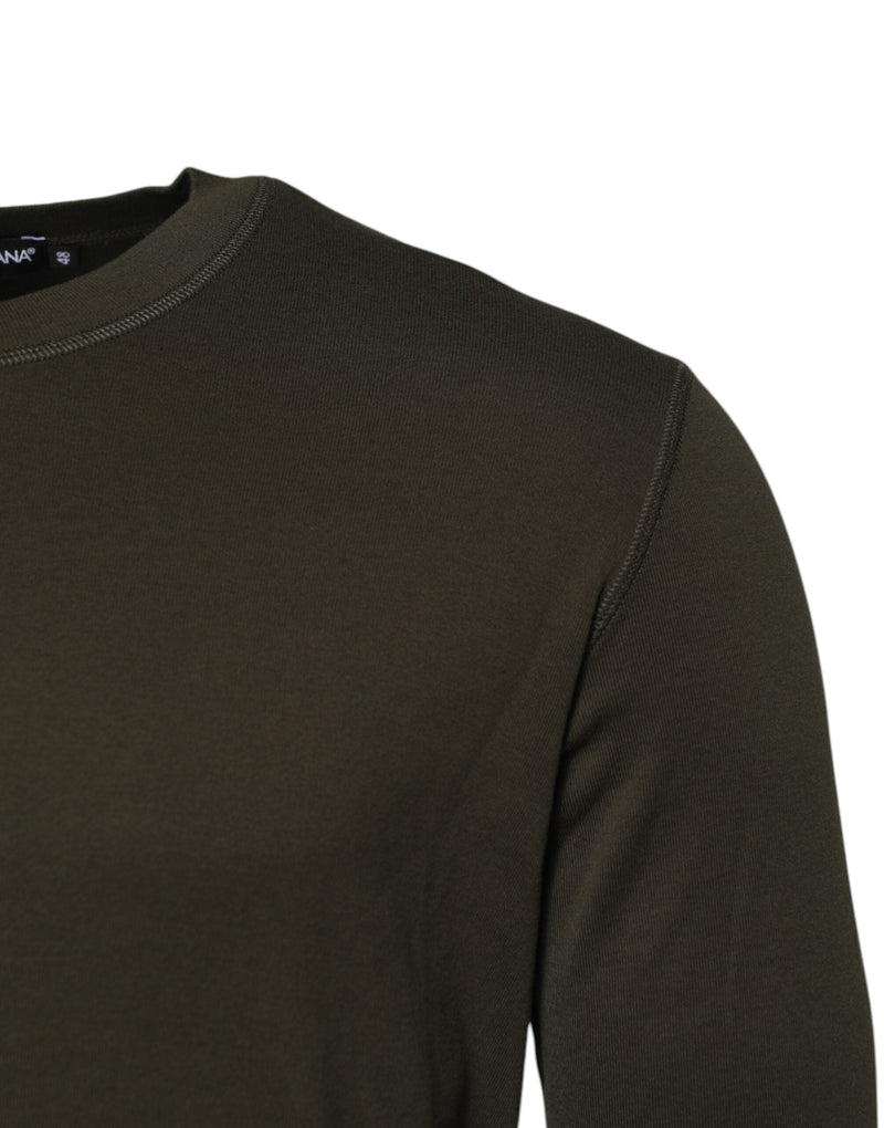 Dark Green Long Sleeves Crew Neck T-shirt Dolce & Gabbana