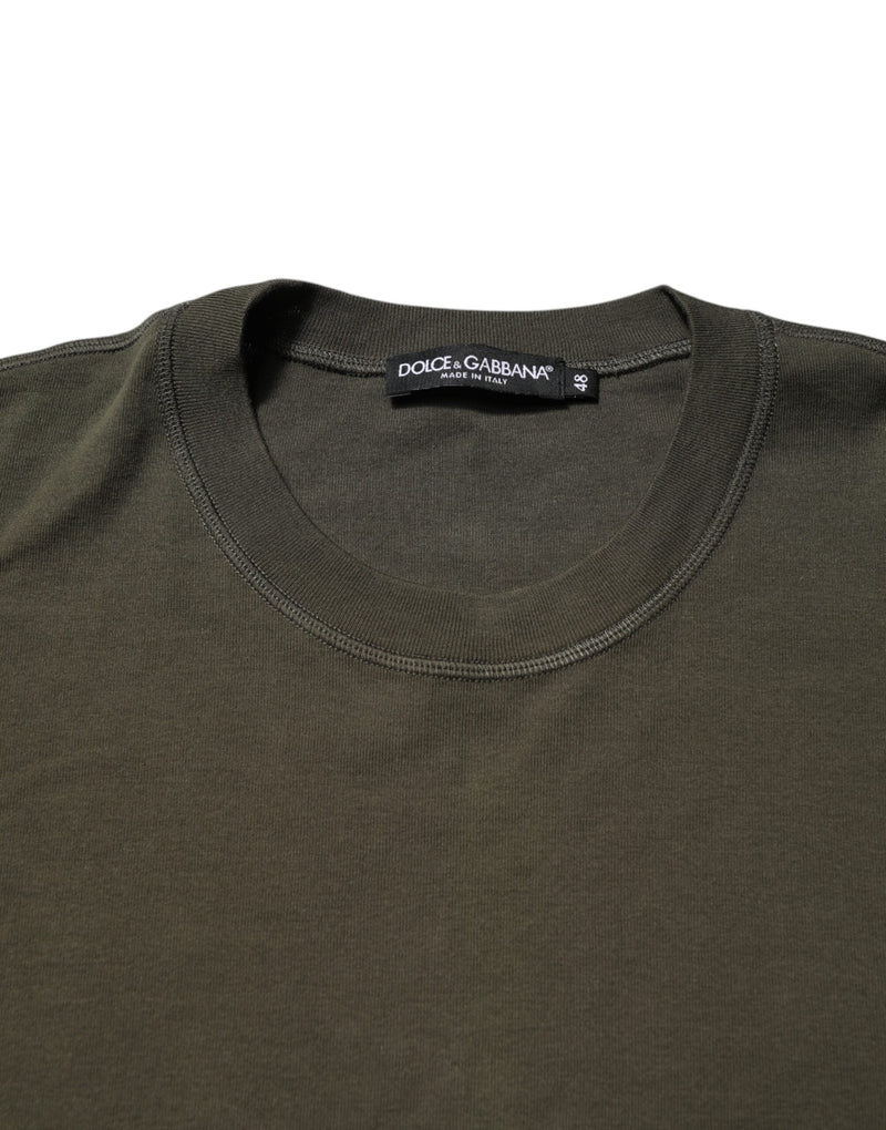 Dark Green Long Sleeves Crew Neck T-shirt Dolce & Gabbana