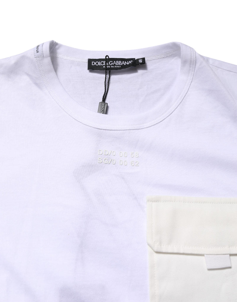 White Cotton Pocket Short Sleeves T-shirt Dolce & Gabbana