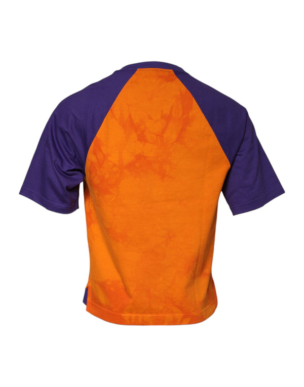 Orange Purple Printed Round Neck T-shirt Dolce & Gabbana