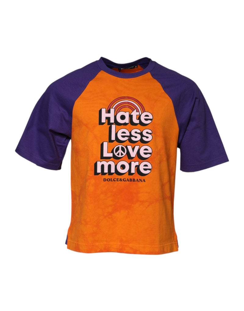 Orange Purple Printed Round Neck T-shirt Dolce & Gabbana