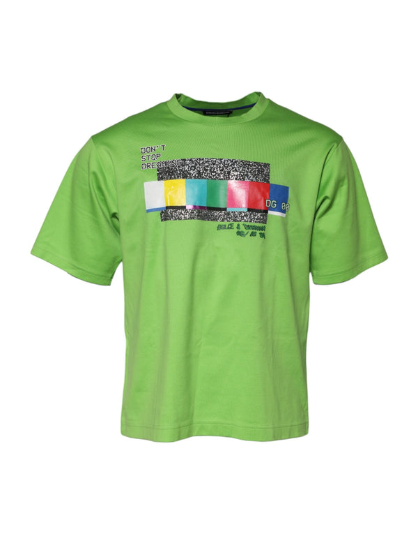 Green Graphic Printed Round Neck T-shirt Dolce & Gabbana