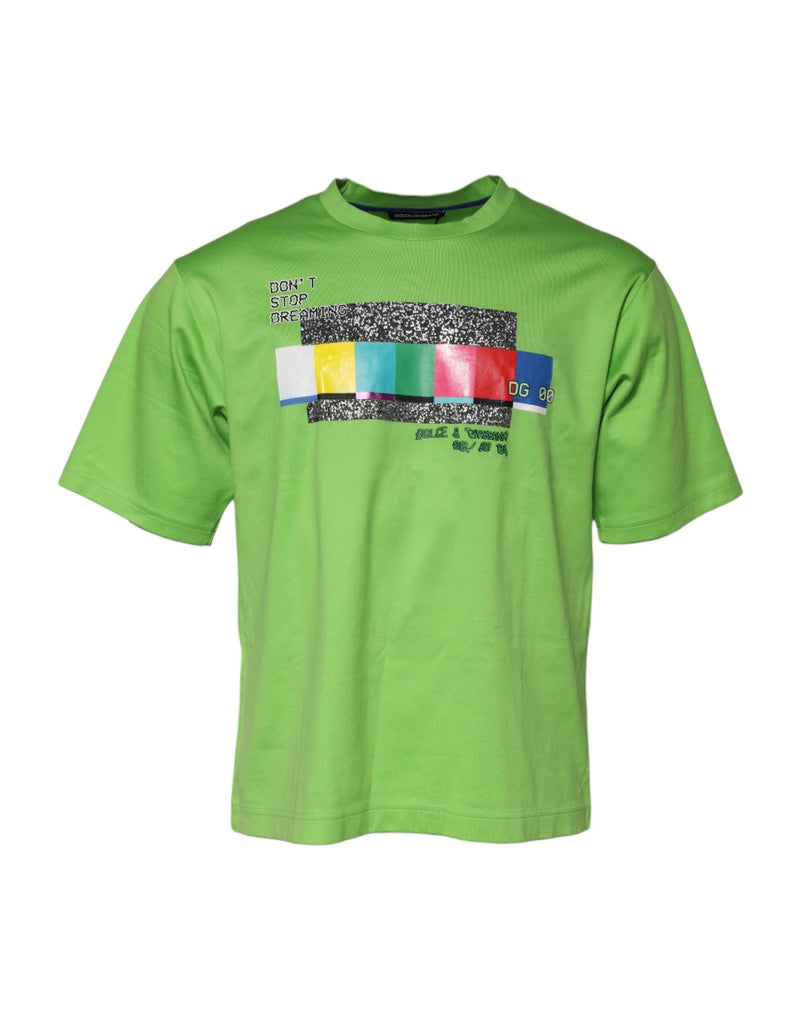 Green Graphic Printed Round Neck T-shirt Dolce & Gabbana