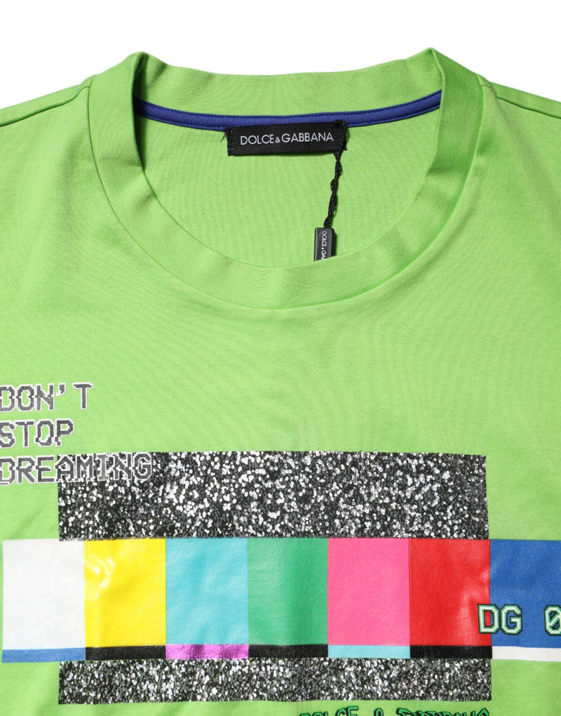 Green Graphic Printed Round Neck T-shirt Dolce & Gabbana