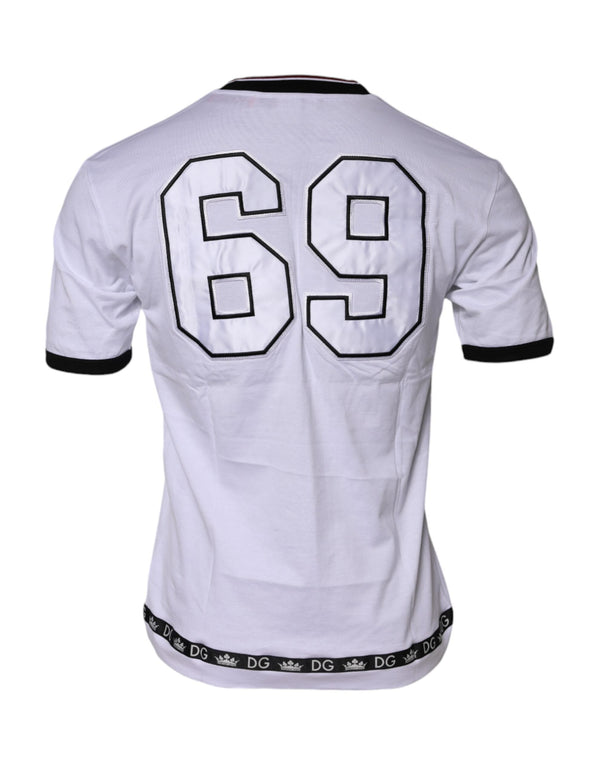 White Cotton Crown King Embroidery T-shirt Dolce & Gabbana