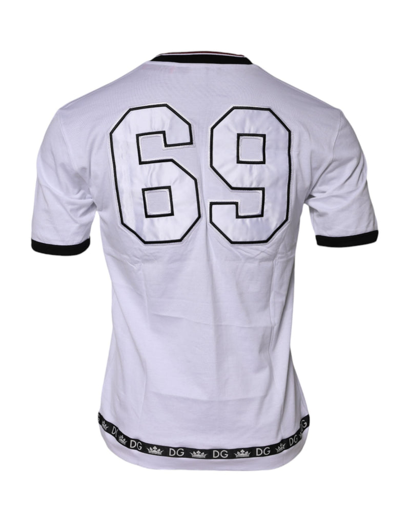 White Cotton Crown King Embroidery T-shirt Dolce & Gabbana