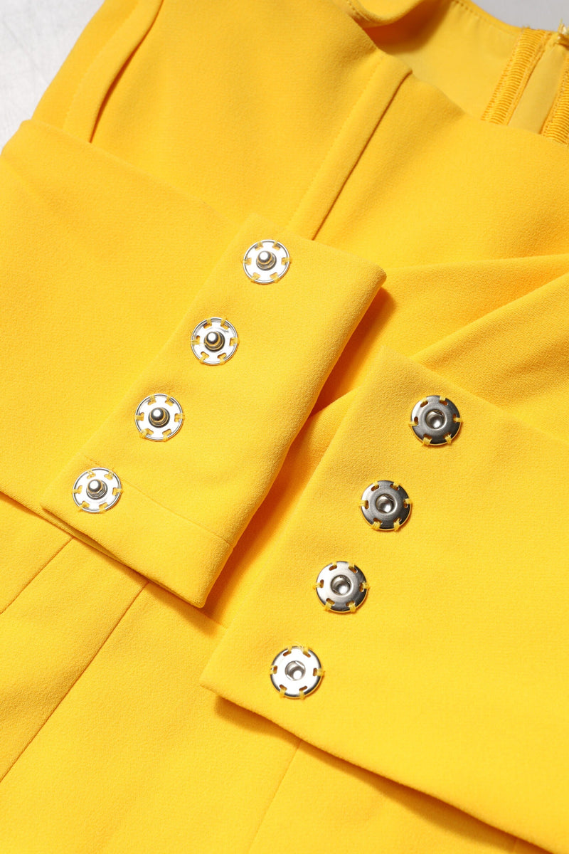Yellow One Shoulder Side Slit Midi Dress Dolce & Gabbana