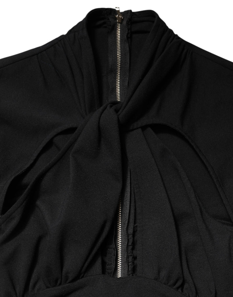 Black Long Sleeves Sheath Midi Dress Dolce & Gabbana
