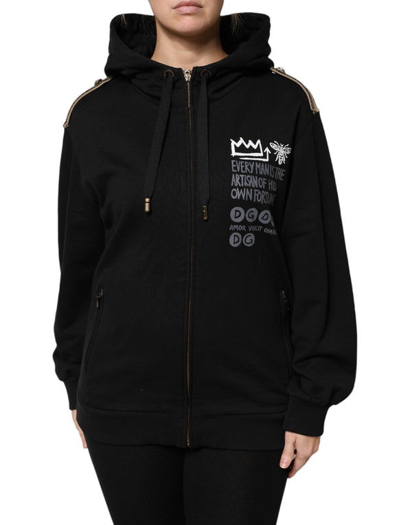 Black Logo Hooded Full Zip Sweatshirt Jacket Dolce & Gabbana