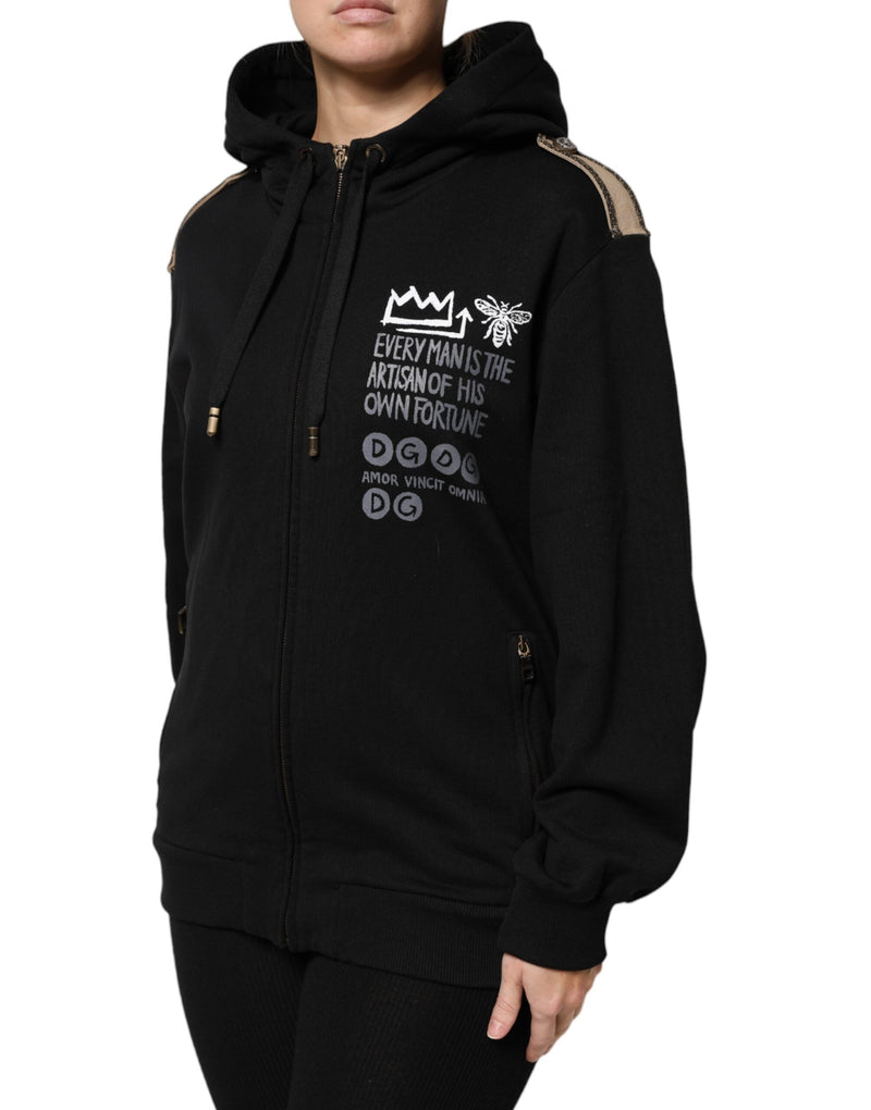 Black Logo Hooded Full Zip Sweatshirt Jacket Dolce & Gabbana