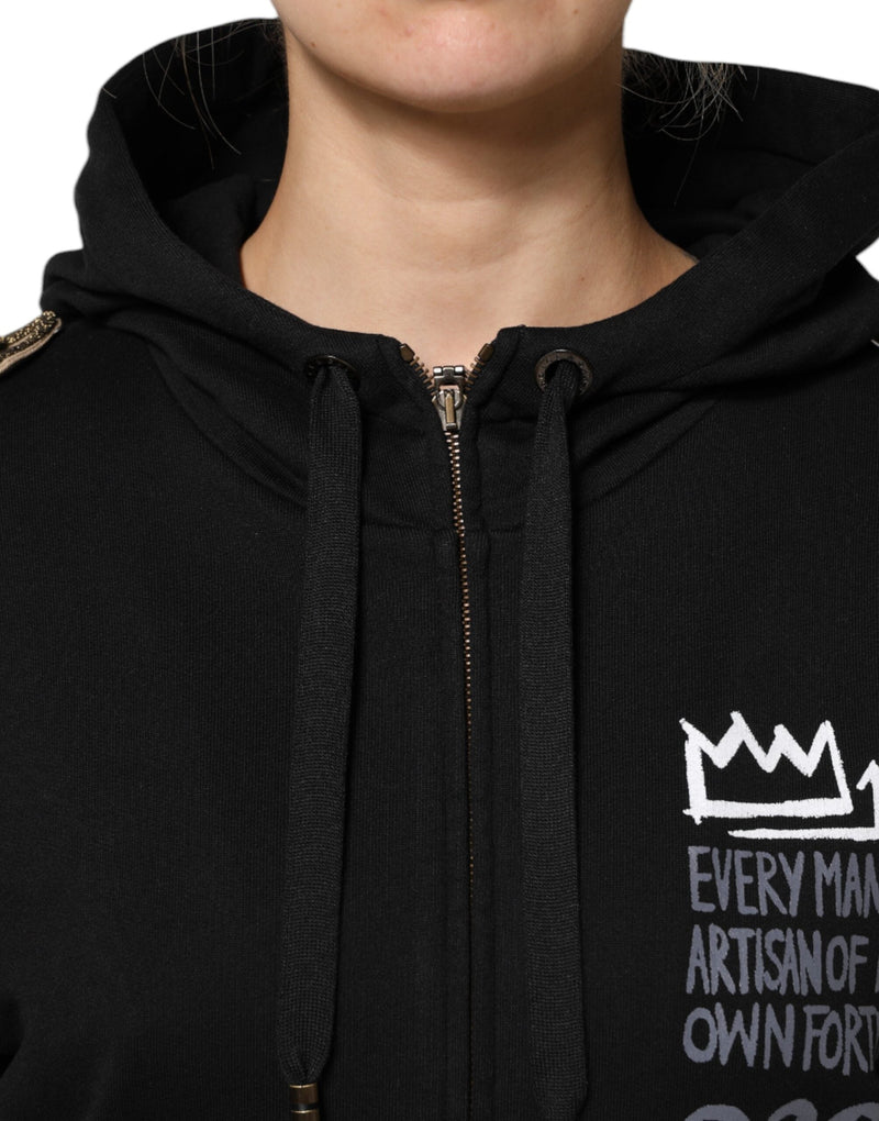 Black Logo Hooded Full Zip Sweatshirt Jacket Dolce & Gabbana