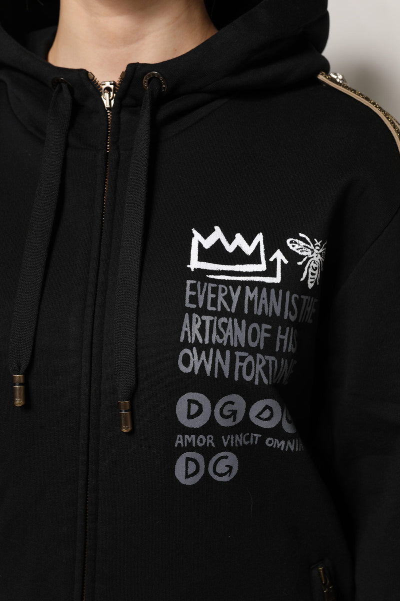 Black Logo Hooded Full Zip Sweatshirt Jacket Dolce & Gabbana