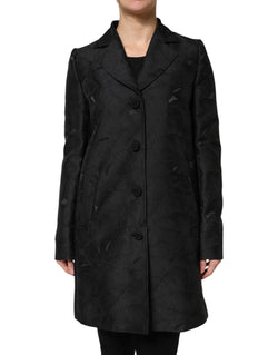 Black Single Breasted Trench Coat Jacket Dolce & Gabbana