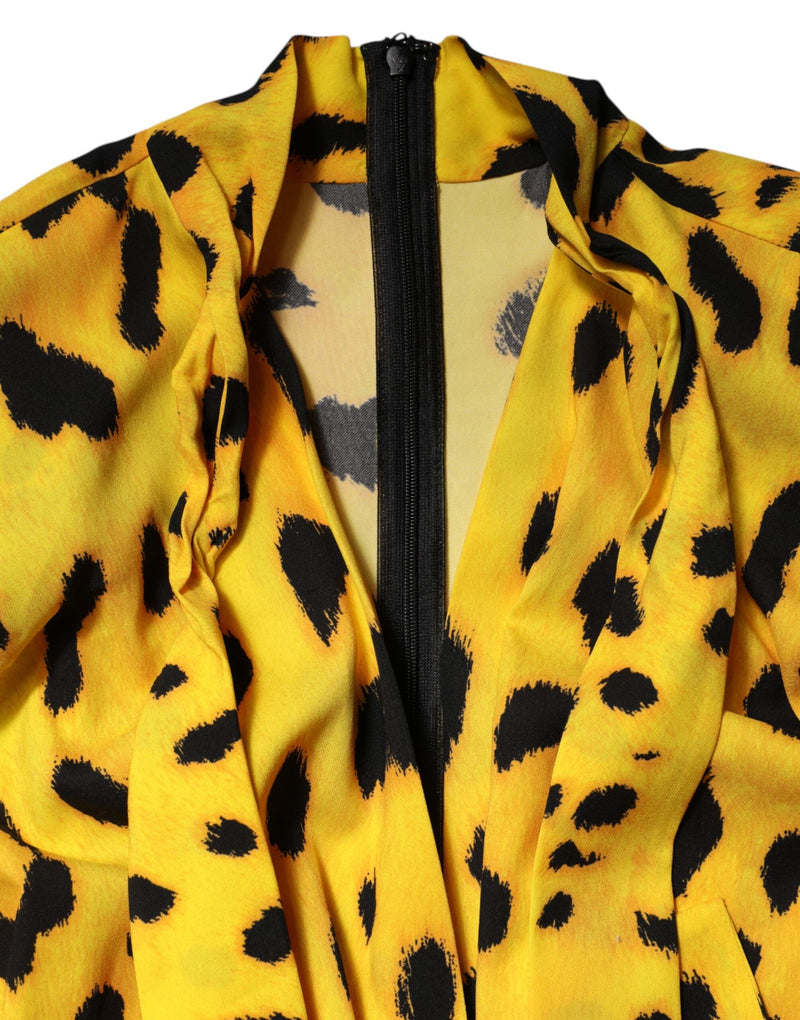 Yellow Leopard Long Sleeves Jumpsuit Dress Dolce & Gabbana