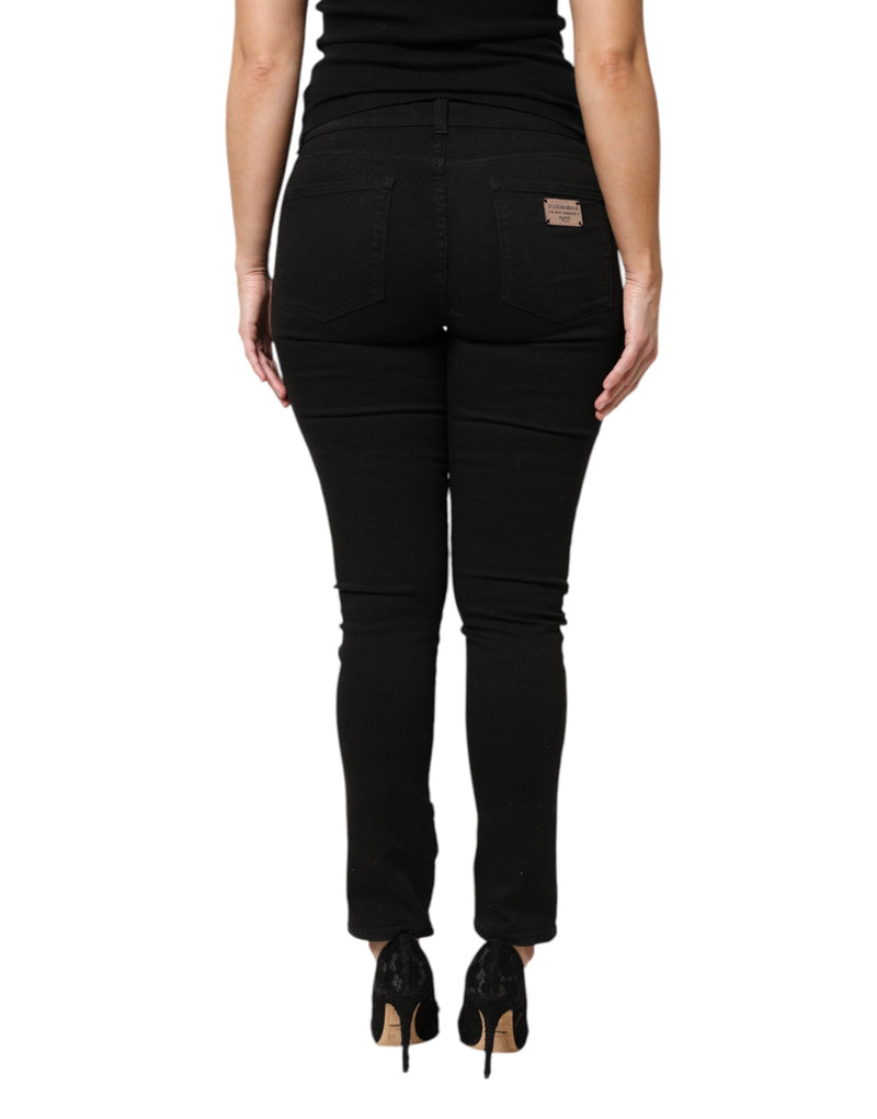 Black Cotton Logo Mid Waist Skinny Denim Jeans Dolce & Gabbana
