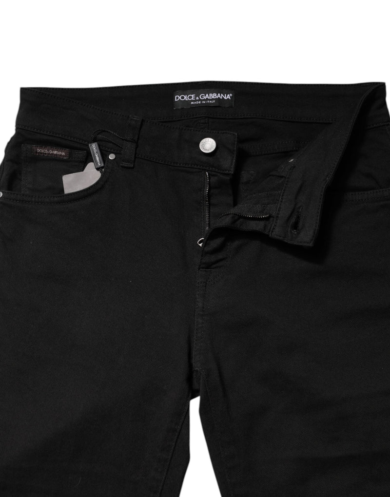 Black Cotton Logo Mid Waist Skinny Denim Jeans Dolce & Gabbana
