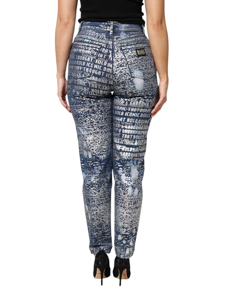 Blue Washed Print High Waist Denim Jeans Dolce & Gabbana