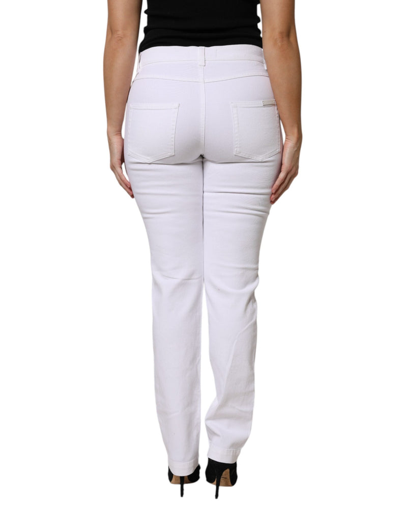 White Floral Sequined GIRLY Denim Jeans Dolce & Gabbana