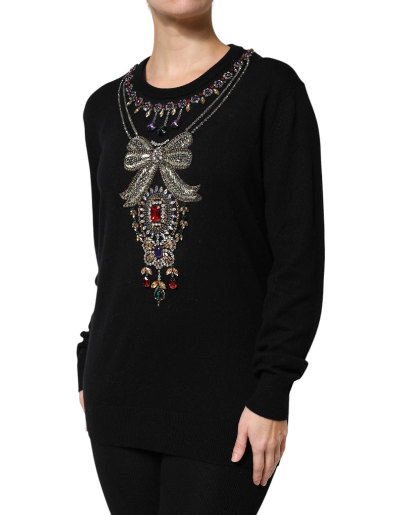 Black Cashmere Crystal Embellished Sweater Dolce & Gabbana