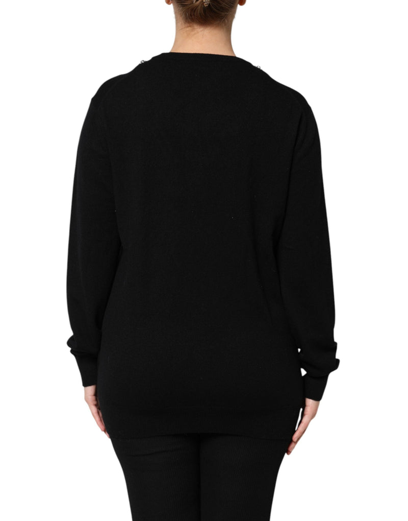 Black Cashmere Crystal Embellished Sweater Dolce & Gabbana