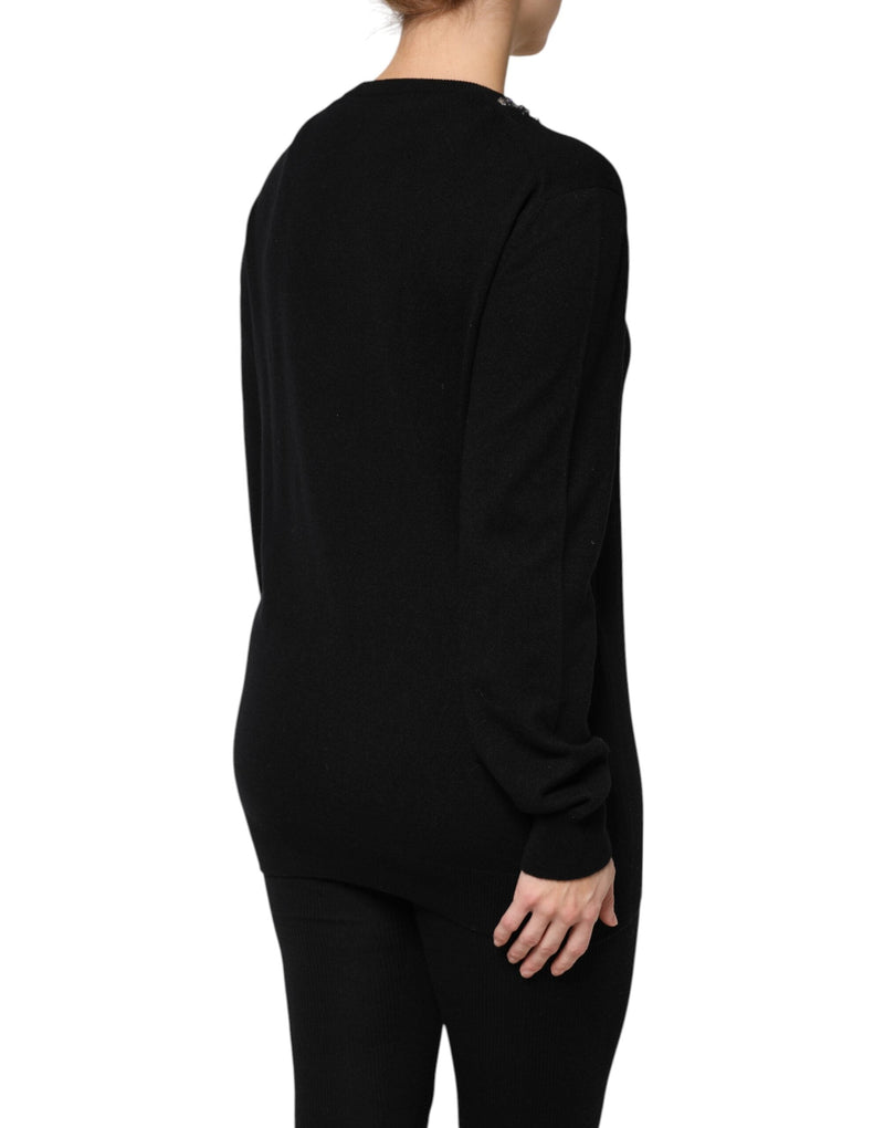 Black Cashmere Crystal Embellished Sweater Dolce & Gabbana
