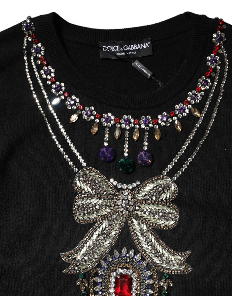Black Cashmere Crystal Embellished Sweater Dolce & Gabbana