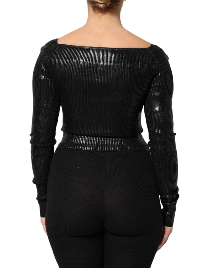 Black Viscose Long Sleeves Fitted Blouse Top Dolce & Gabbana