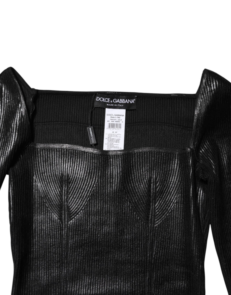 Black Viscose Long Sleeves Fitted Blouse Top Dolce & Gabbana