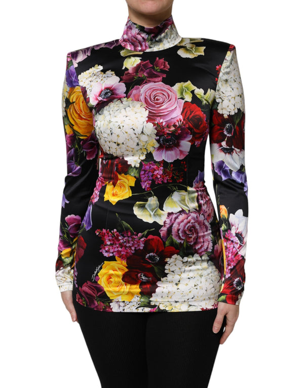 Multicolor Ortensies Long Sleeves Blouse Top Dolce & Gabbana